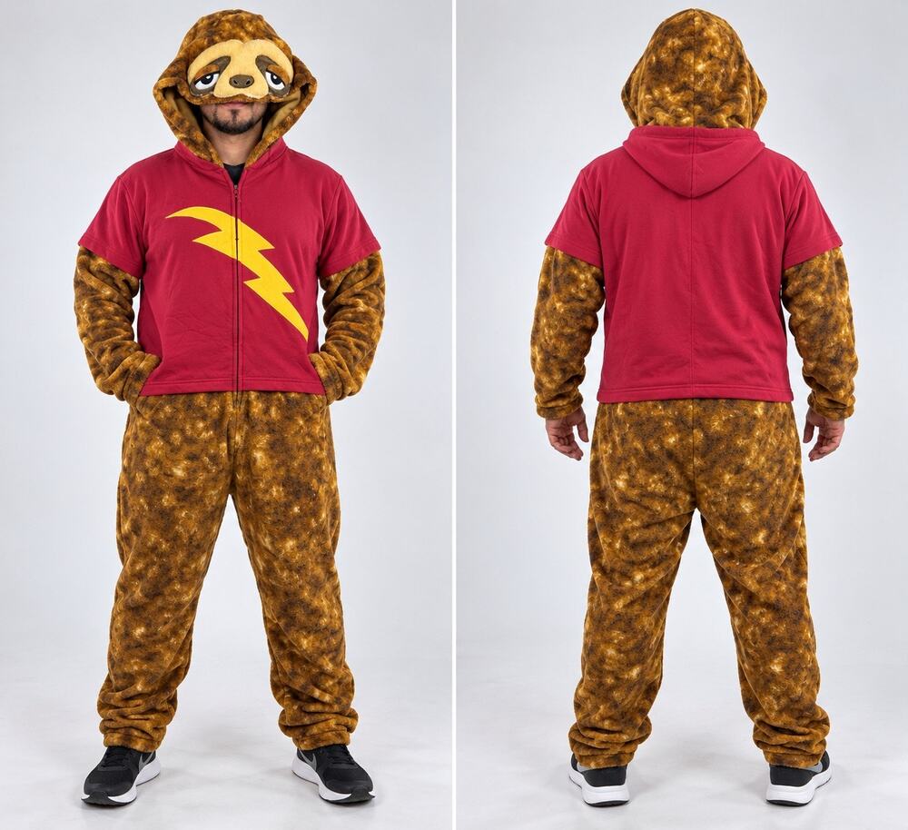 NWT Sloth Lightning Costume Briefly Stated Union Suit One Piece Pajama Mens Med